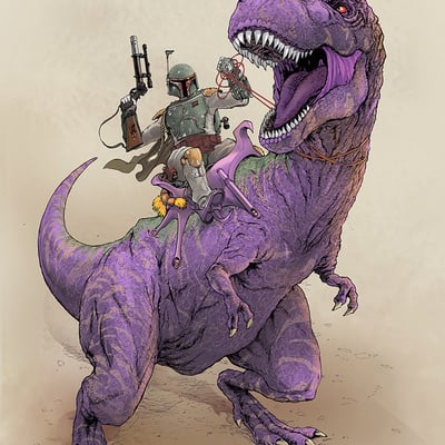 Boba fett riding beast wars megatron