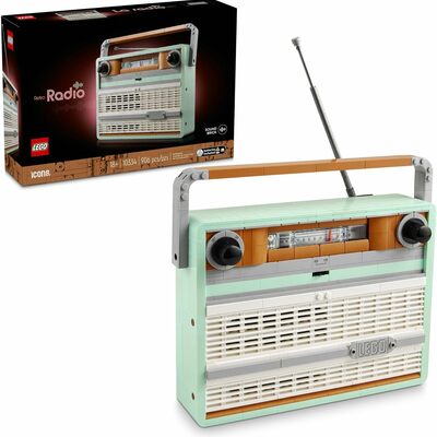 Leg icons retro radio building set for adults - home decor for bedroom or desk for vintage aesthetic with sound effects