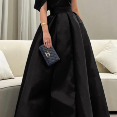 Floor-length asymmetrical sleeveless a line satin prom dresses - Thumbnail 1