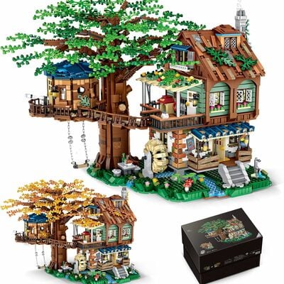 Idea tree house bricks model toys set, forest house building blocks street view sets