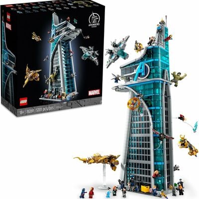 Leg marvel avengers tower building kit, detailed recreation of the iconic hq featuring classic movie scenes