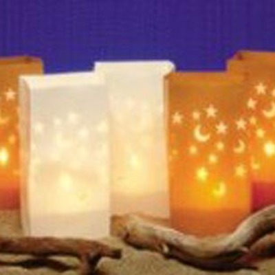 Classic christmas electric luminary replacement sleeves brown, white solid & diecut only by rc lightstyle - outdoor luminaria 