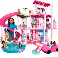 Barbi Dreamhouse, Pool Party Doll House with 75+ Pieces and 3-Story Slide - Thumbnail 1