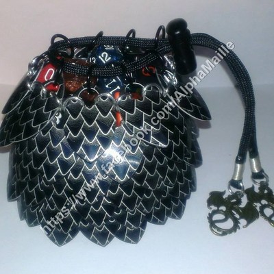 The wyvern series dice bag (laser engraved scalemaille dice bag)