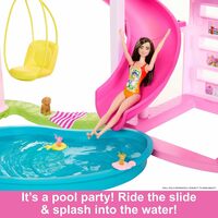 Barbi Dreamhouse, Pool Party Doll House with 75+ Pieces and 3-Story Slide - Thumbnail 4