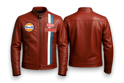 Crafted Leather Design Red Leather Biker Fashion Jacket Motorcycle