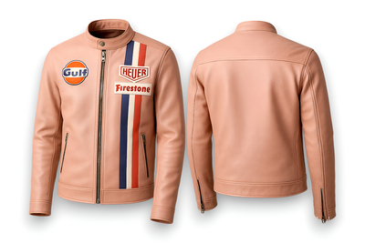 Crafted Leather Design Pink Leather Biker Fashion Jacket Motorcycle