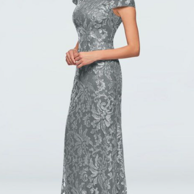 Charming grey lace mother of bride and groom dress sexy evening dress