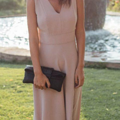 Sheath light pink v neck mother of bride dress evening dress