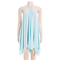 Sexy O-neck halter top loose short dress for women. - Thumbnail 1