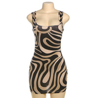 Sexy and stylish strappy bodycon dress with fashionable printed patterns. - Thumbnail 4