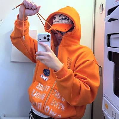 "i want to see the whole world" zip up hoodie - Thumbnail 1