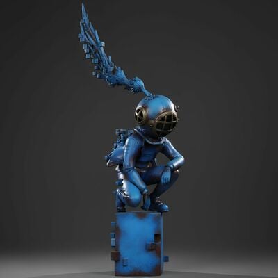 Bronze sculpture by sank toys "faded away-blues" - Thumbnail 1