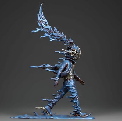 Bronze Sculpture by Sank Toys "In the Rain-Blues"