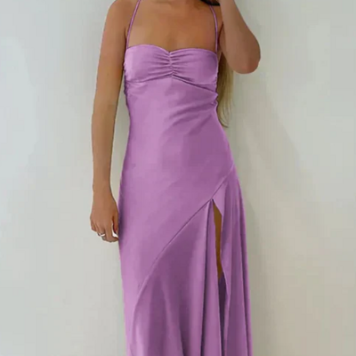 Sheath spaghetti straps mother of bridal dress prom dresses with split front - Thumbnail 1