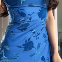 Spaghetti Straps Floral Blue Mother Of The Bridal Dress Prom Dresses Wedding Guest Dresses - Thumbnail 2