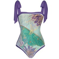 Printed bikini with tie-up straps - Thumbnail 1