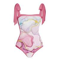 Printed bikini with tie-up straps - Thumbnail 1