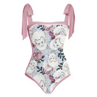 Printed bikini with tie-up straps - Thumbnail 1