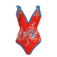 Red floral print jumpsuit - Thumbnail 1