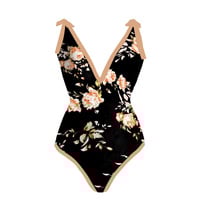 Black bikini with yellow floral pattern - Thumbnail 1