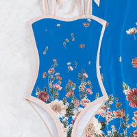 Printed bikini with tie-up straps - Thumbnail 3