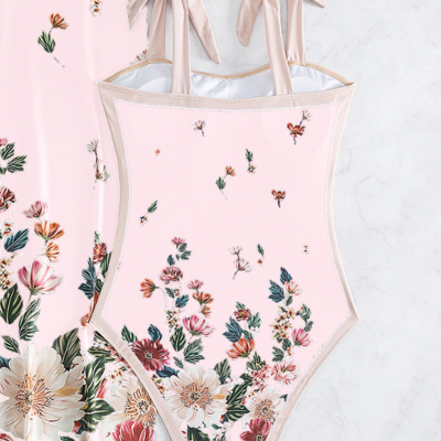 Printed bikini with tie-up straps