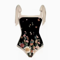 Printed bikini with tie-up straps - Thumbnail 2