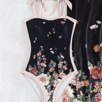 Printed bikini with tie-up straps - Thumbnail 3