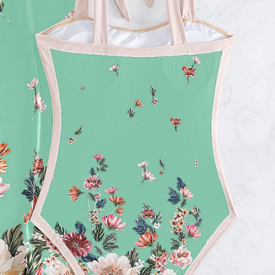 Printed bikini with tie-up straps