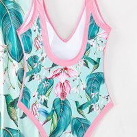 White bikini with pink floral pattern (one-piece) - Thumbnail 4