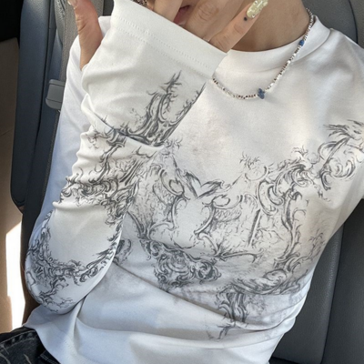 Y2k totem printed long sleeve t-shirt