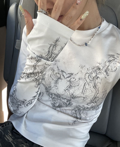 Y2K Totem Printed Long Sleeve T-shirt