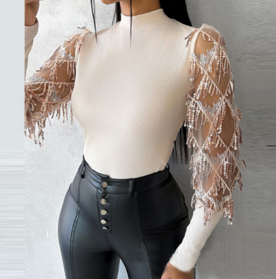 Temperament Women'S Long Sleeved Sequined Top