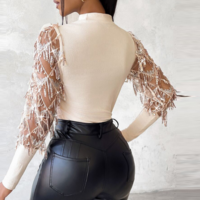 Temperament Women'S Long Sleeved Sequined Top - Thumbnail 2