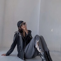 Square-toe thick heel slim boots retro ankle martin boots 2 colors - Thumbnail 1