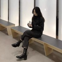 Square-toe thick heel slim boots retro ankle martin boots 2 colors - Thumbnail 7