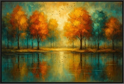 Autumn Radiance Teal Reflections and Golden Light