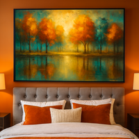 Autumn Radiance Teal Reflections and Golden Light - Thumbnail 3