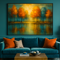 Autumn Radiance Teal Reflections and Golden Light - Thumbnail 4