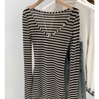 Thin long-sleeved sun protection T-shirt with a deep V-neck. - Thumbnail 1