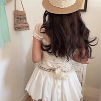 Sexy and sweet lace and mesh patchwork floral print shirt with tie-up detail. - Thumbnail 4