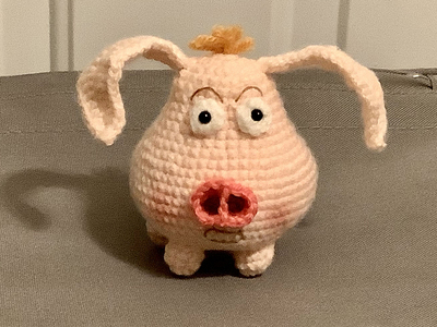 Cartoon Pig Crochet Friend Made by Mom