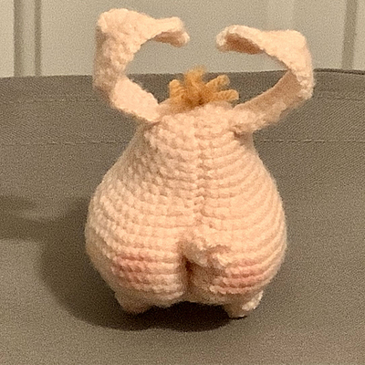 Cartoon pig crochet friend made by mom
