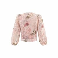 Sexy criss-cross V-neck tie-waist resort-style casual printed shirt - Thumbnail 2