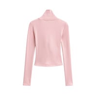 High-neck, plain-faced, 3D floral long-sleeved pullover T-shirt in a sweet style. - Thumbnail 1