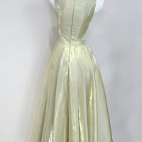 Green V-Neck Satin Short Prom Party Dress - Thumbnail 1