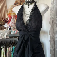 Halter A Line Black V Neck Mother Of Bridal Dress Long Prom Dress - Thumbnail 1