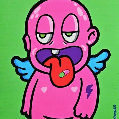 Drawing by gaston stones "stones kids serie #5"