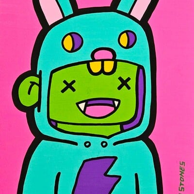 Drawing by gaston stones "stones kids serie #6"